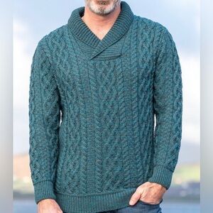 Aran sweater market Men's Shawl Collar Aran Swea‎ter